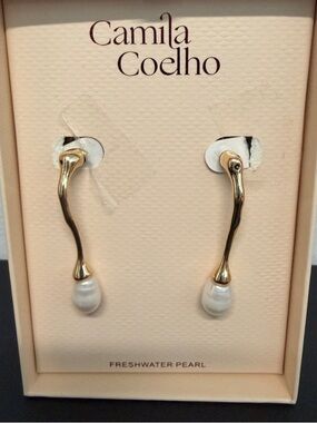 Camila Coelho | Freshwater Pearl Wave Drop Earrings